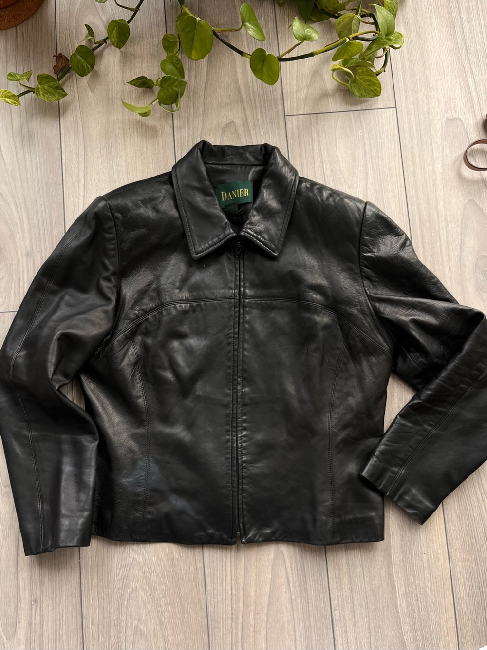 Danier Black Leather Zip Jacket - Women's